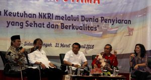 Seminar utama Hari Penyiaran Nasional (Harsiarnas) ke-85 di Convention Hall Hotel Swissbell, Palu, Senin (2/4/2018).